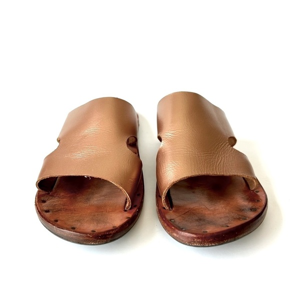 Beek Blackbird Bronze Gold Metallic Leather Slide Sandals Size 5 - Picture 5 of 13